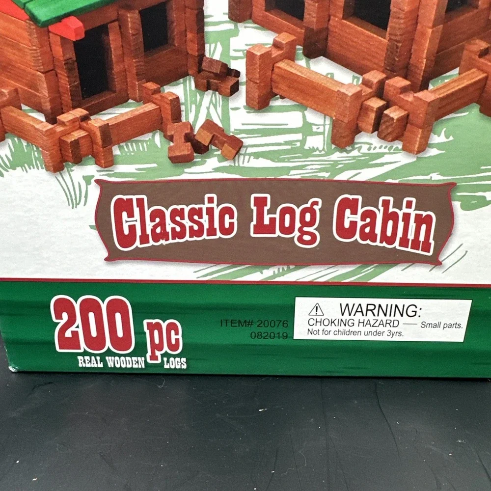 200‎ PCS Log Building Set Paul Bunyan Real Wooden Pieces ~ In Box